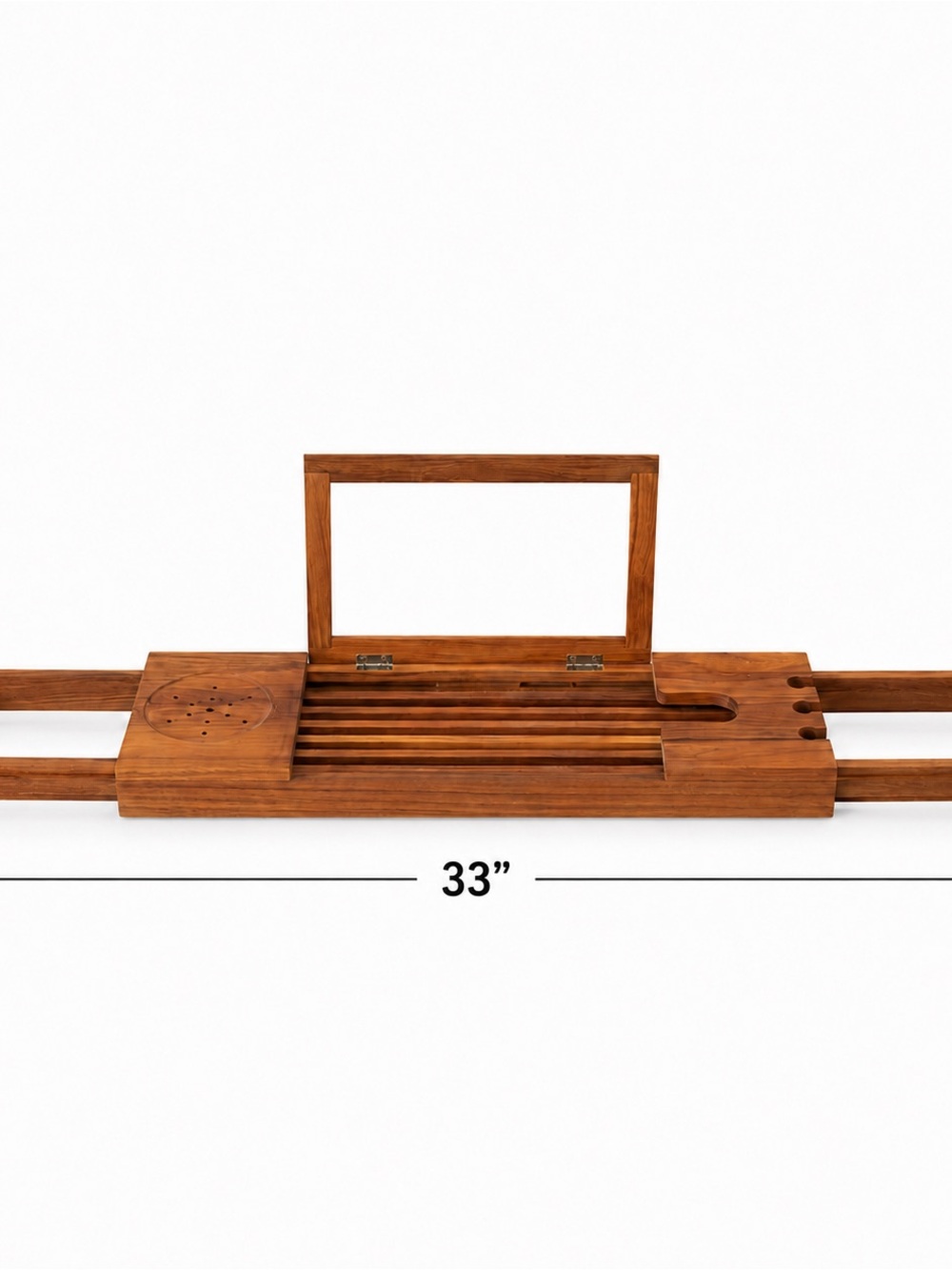 Expandable Wood Bath Caddy Book/Tablet Stand Bathtub Tray Cup Holder,  UNUSDED